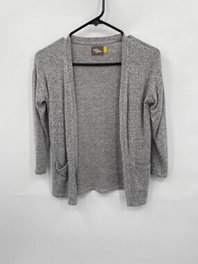 Rumi + Ryder Gray Open Front Cardigan Sweater Black Speckled Girls S 6-7